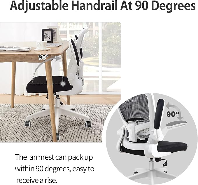 FelixKing Office Chair, Ergonomic Desk Chair with Adjustable Height and Lumbar Support Swivel Game Chair Desk Computer Chair with Flip up Armrests for Conference Room (White)
