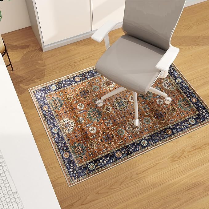 Office Chair Mat for Hardwood Floor, 48"x36" Easy Glide Computer Desk Mat Protector for Rolling Chair Under Desk Rug Nonslip Backing, Machine Wash, (Modern)