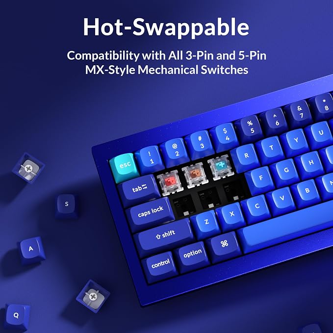 Keychron Q4 Wired Custom Mechanical Keyboard, 60% Layout QMK/VIA Programmable Macro with Hot-swappable Gateron G Pro Red Switch Double Gasket Compatible with Mac Windows Linux (Navy Blue)