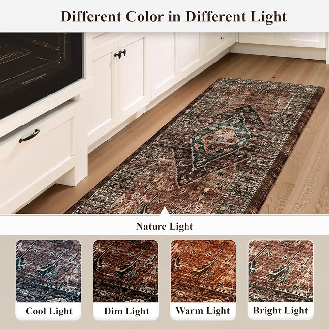 KIMODE Kitchen Mats for Floor Cushioned Anti Fatigue, Floral Kitchen Rugs Sets of 2, Brick Rugs for Kitchen Floor, Comfort Kitchen Floor Mats, Ergonomic Standing Desk Mat for Sink Laundry Room Decor