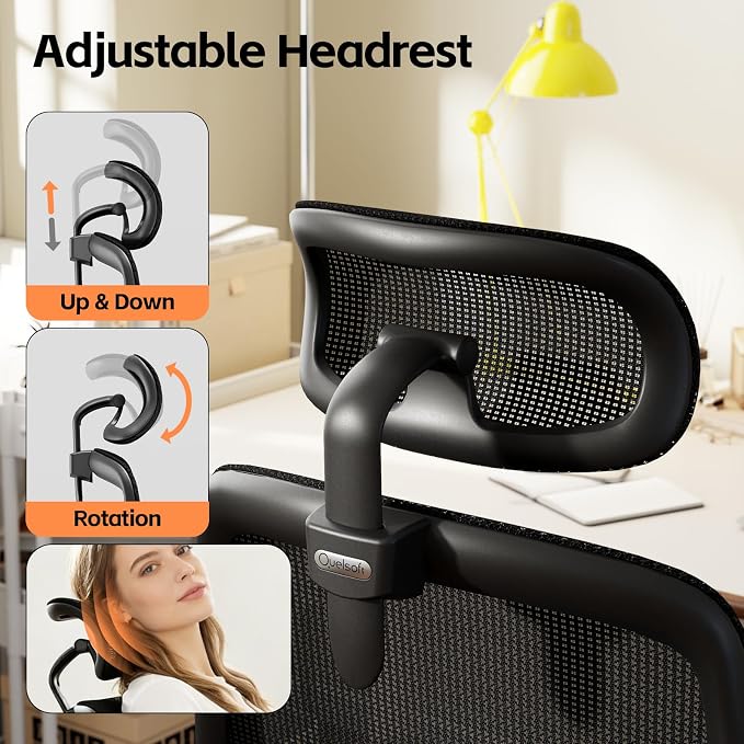 Ergonomic Office Chair, Home Office Desk Chairs, 3D Lumbar Support High Back Desk Chair, Comfortable Computer Chair & Gaming Chair for Office & Home - Black