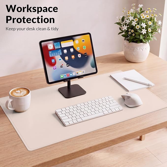 AFIING Cork Desk Mat, 31.5" x 17", Pink,Desk pad Protector | Dual-Sided Cork & PU Leather, Waterproof, Non-Slip, For Office & Gaming