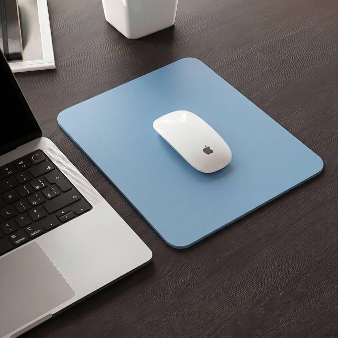 Leather Desk Pad Protector, Waterproof Mouse Pad, PU Desk Mat, Office Desk Cover, Desk Writing Mat for Office/Home/Work/Cubicle (Light Blue) 9x8 in