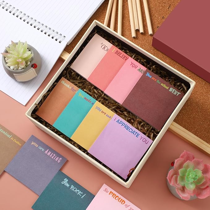 Yinder 24 Pcs Inspirational Sticky Notes Thank You Gift Motivational Sticky Note Pad Employee Appreciation Gift Bulk for Staff Coworker Teacher Nurse Office Groups 3 x 3'' (Thank You,Vintage Style)