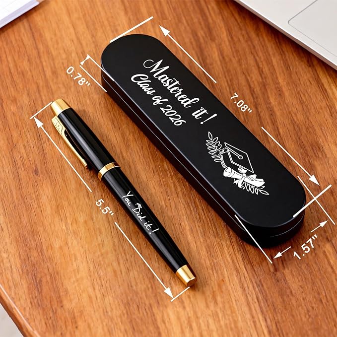 2026 Masters Degree Graduation Gifts - Masters Graduation Gel Pen Gift Set | Master Degree Graduation Gel Pen with Pen Case |Class of 2026 Masters Graduation Gift for Him/Her/Men/Women