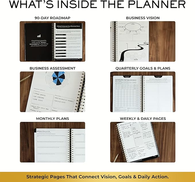 Daily, Weekly & Monthly Planner – Undated Day Planner & Productivity Planner for Business Owners – 90-Day Goal Organizer System & Planner Notebook for Work – Plan, Execute & Reflect with Clarity for Growth