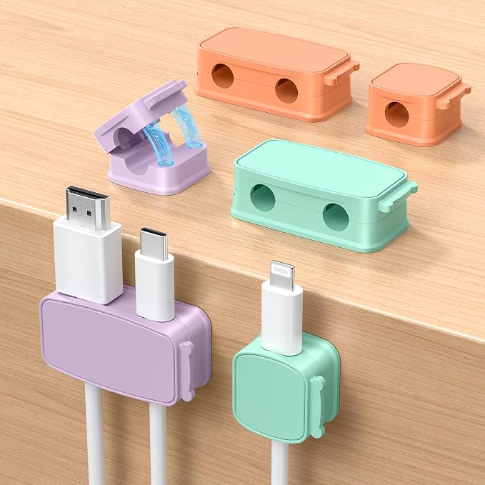 Basesailor 6Pack Magnetic Cable Clips,Cord Holder,Desk Cable Management | Strong Adhesive Cables Organizer,Phone Charger Wire Keeper for Nightstand,Desk,Wall,Car,Desktop,Table,Home,Office