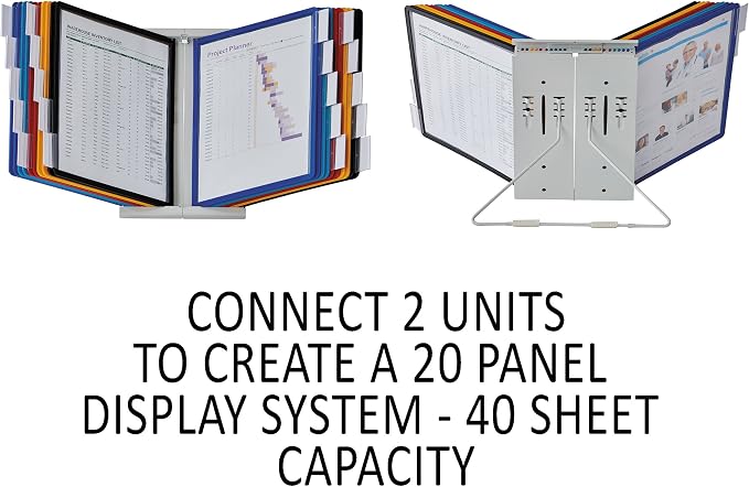 Durable Instaview20 Pocket Expandable Desktop Reference System - Letter Size 10 Double-Sided Panels - Assorted Color Borders (Pack of 10)