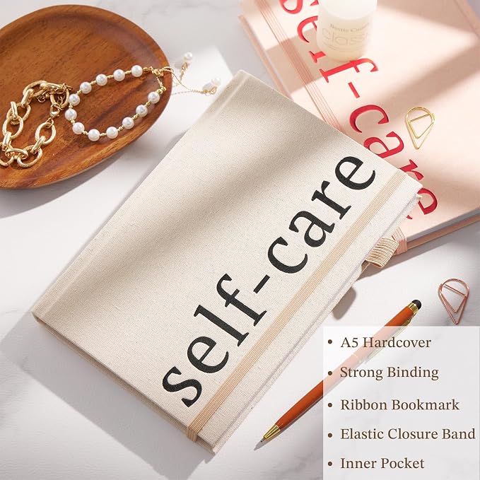 5 MINUTES A DAY Self-Care Journal – 91 Days Daily Reflection Notebook – Mental Health Journal, Anxiety & Guided Journal for Women & Men, Meditation & Mood Log, A5 (Beige)