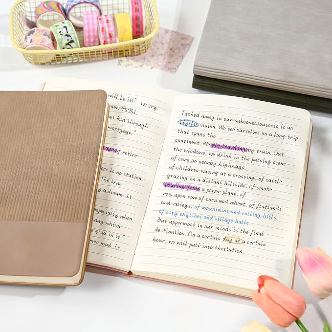 Lined Journal Notebook for Work College Ruled Note Book 5.79"x8.27" A5 PU Leather Daily Journaling 216 Pages for Women Men Writing Home School Supplies Business (Black)