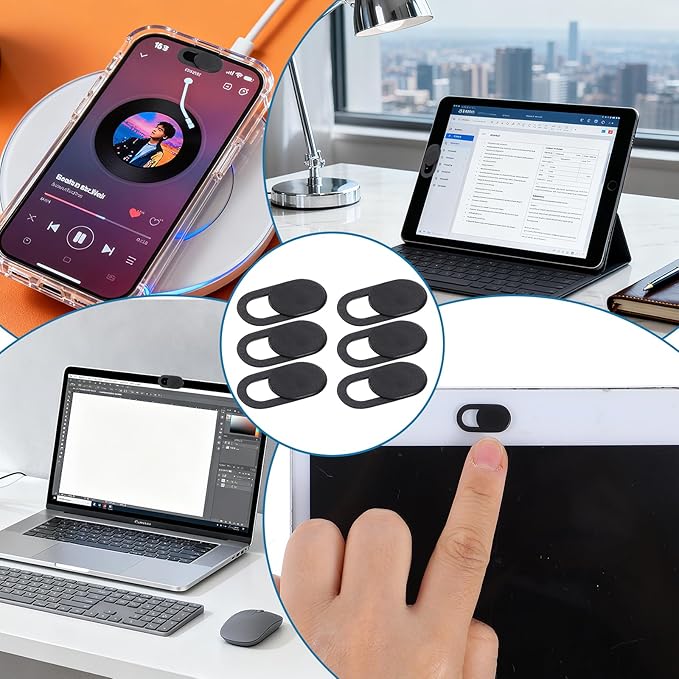 40 Pcs Webcam Cover, Camera Privacy Cover Slide Universal Laptop Camera Covers Slide Ultra-Thin Webcam Covers for Laptop Computer Cell Phone Protecting Privacy Security(Black)