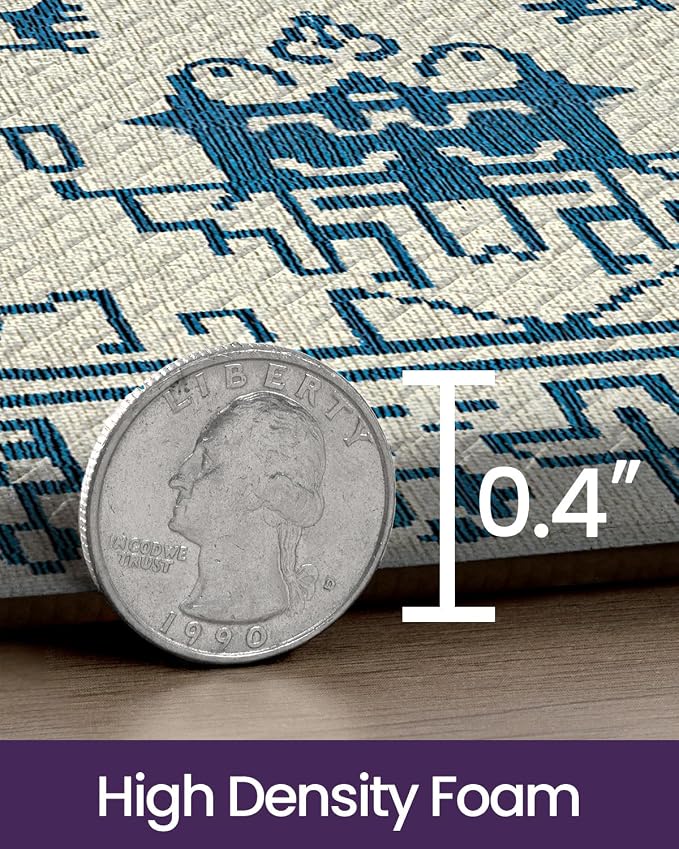 DEXI Kitchen Mats for Floor Cushioned, 23x86 Extra Large Wide Runner Rug Non Slip, Waterproof Soft Comfort Standing Padded Anti Fatigue Decorative, Blue and White
