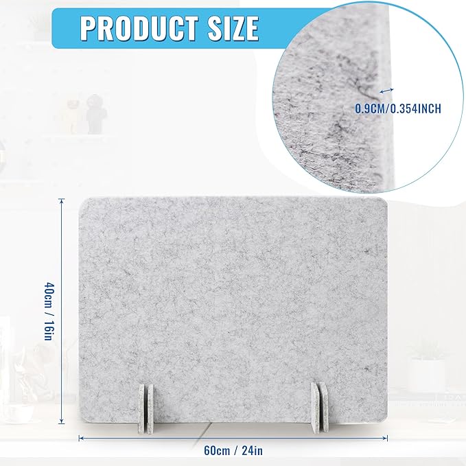 Desk Privacy Panel Set, Desk Partition Cubicle Wall Freestanding Noise-Reduction Panels Room Divider, Soundproof Partition with Support Feet for Office or Home Use (Light Grey, 40 * 60 cm)