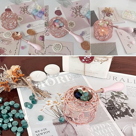 Sealing Wax Kit, Wax Seal Warmer with 24 Colors 600pcs Beads, Spoon and Metallic Pen, for Spring Gift and Decoration
