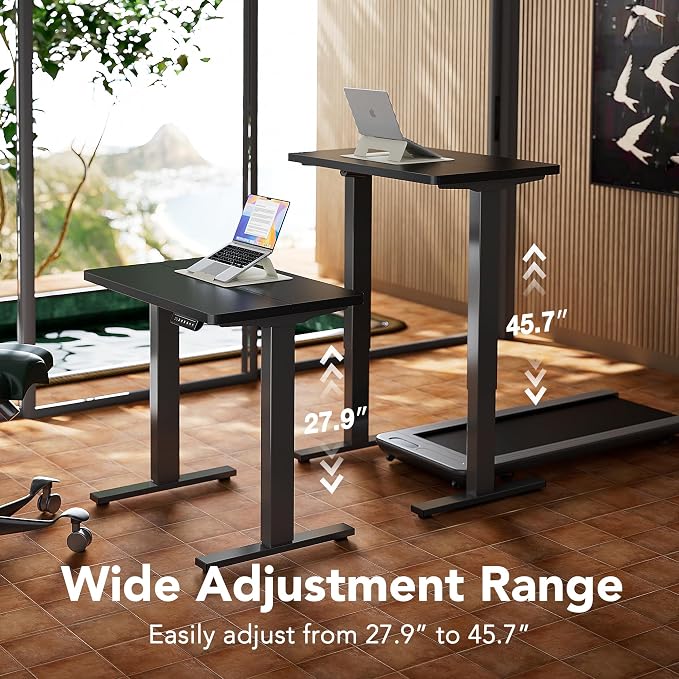 HUANUO 63 x 24 inch Electric Standing Desk Adjustable Height, 4 Memory Height Settings, Sit Stand Up Desk for Home Office & Computer Workstation, Black