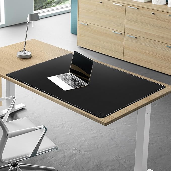 Vyaaa 40”x24“ PU Leather Desk Mat, Large Office Desk pad, Waterproof Desk Pad Protector, Computer Mouse Pad Suitable for Home or Office Desks (Black)
