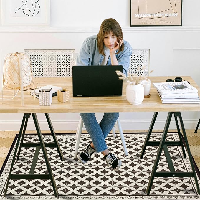 Office Chair Mat for Hardwood Floor, 60"x45" Easy Glide Computer Desk Mat Protector for Rolling Chair Under Desk Rug Nonslip Backing, Machine Wash, (Modern)