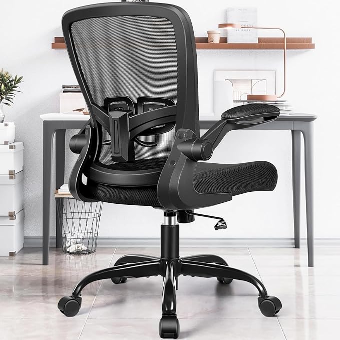 FelixKing Office Chair, Ergonomic Desk Chair with Adjustable Height and Lumbar Support Swivel Lumbar Support Desk Computer Chair with Flip up Armrests for Conference Room (Black),Pack of 2