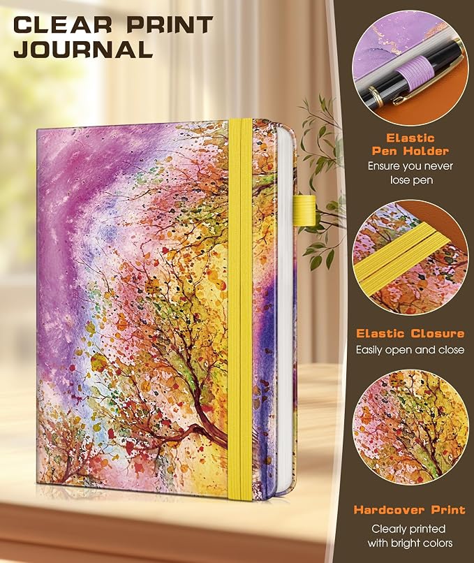 dilitego Lined Journal Notebook for Women Men, 256 Numbered Pages Hardcover Notebooks for Work, A5 Journaling Notebooks, College Ruled Journals for Writing Business School 5.75" x 8.38" Autumn Tree