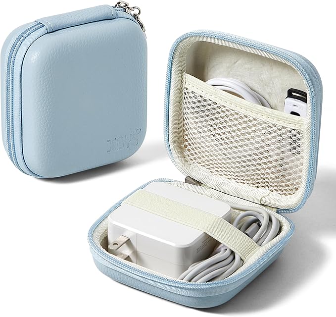 Charger Case for Macbook, Portable Tech Electronic Organizer Bag, Small Travel Storage Pouch for Laptop Accessories, MacBook Power Adapter, Charging Cords, USB Drives, Power Bank (Blue, M)