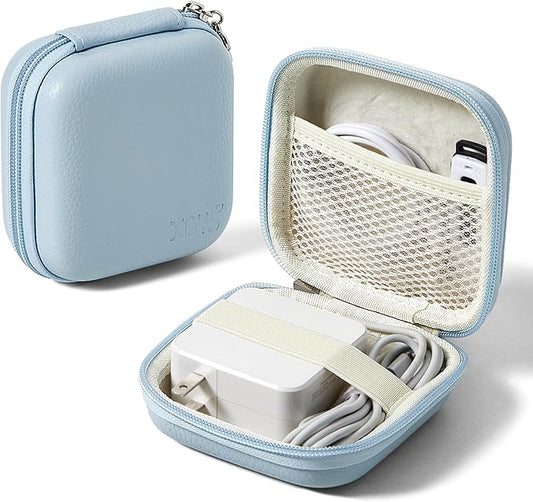 Charger Case for Macbook, Portable Tech Electronic Organizer Bag, Small Travel Storage Pouch for Laptop Accessories, MacBook Power Adapter, Charging Cords, USB Drives, Power Bank (Blue, M)