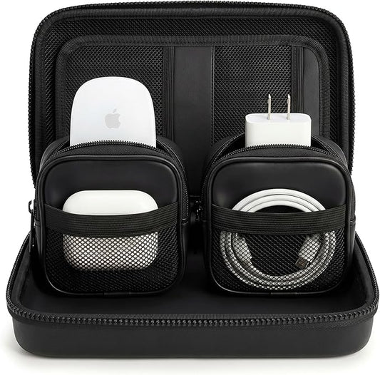 Mid-Size Tech Organizer with Removable Pouches – Hard Shell Travel Case for Cables, Chargers & Accessories | Electronics Organizer for Travel