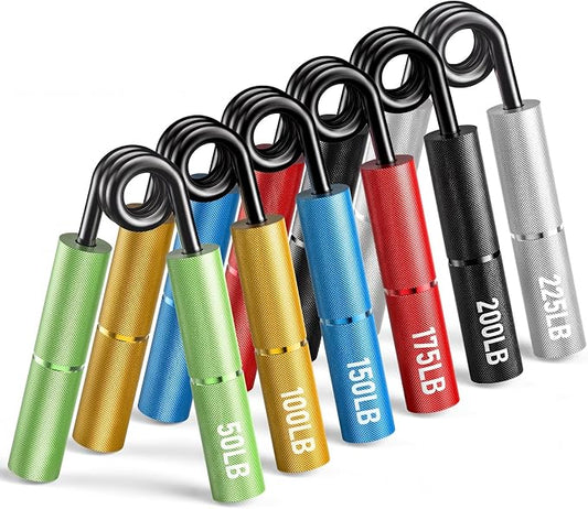 FitBeast Grip Strength Trainer Set, 6 Pack Aluminum Hand Grip Strengthener, 50LB-225LB Hand Gripper, Forearm Strengthener & Wrist Exerciser for Rock Climbing, Lifting & Pull-Ups