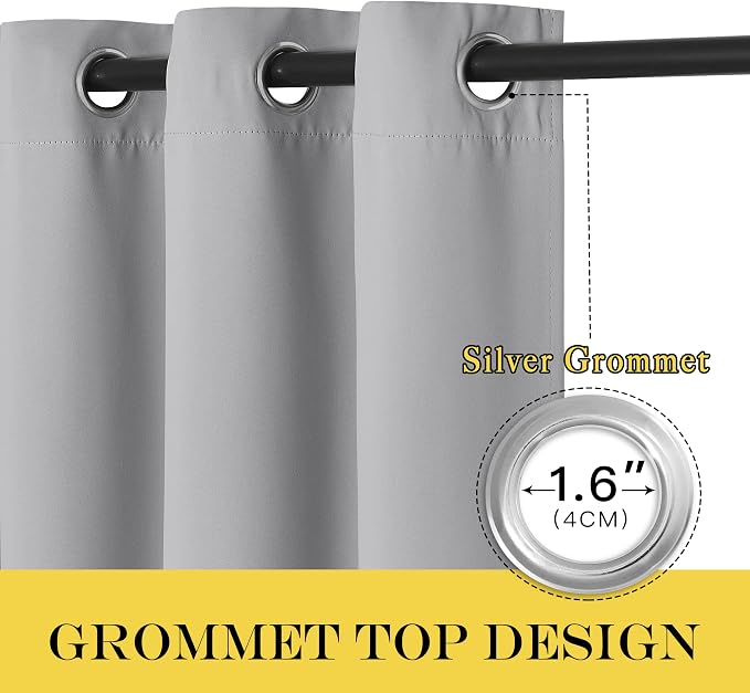 NICETOWN Bedroom Curtain Room Darkening Drapery 102 inches Length - Home Fashion Thermal Insulated Grommet Room Darkening Curtain for Living Room (Silver Grey, 1 Panel, 52 x 102 inches)