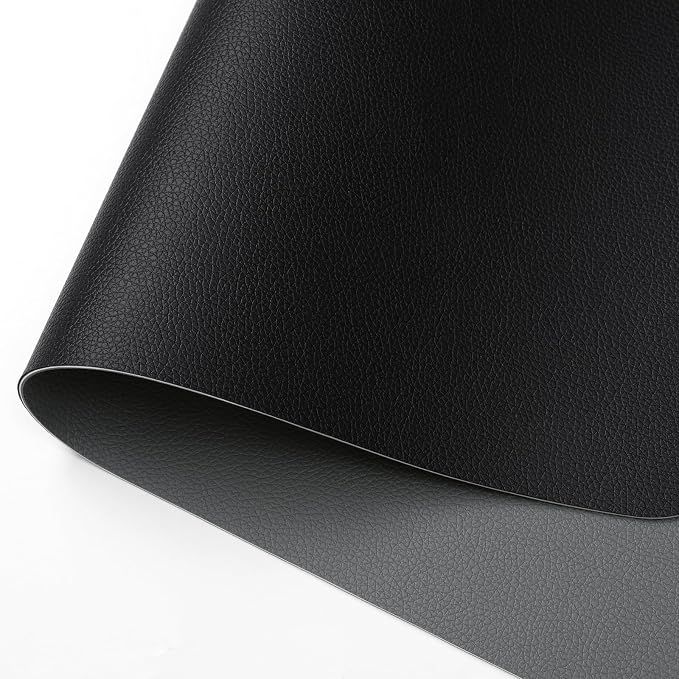 Dual Sided Desk Pad Faux Leather Desk Mat Large Mouse Pad | Desk Pad Protector Non-Slip Waterproof Desk Mouse Pad for Writing Desk, Office, Home(Black Gray 23.6"X13")