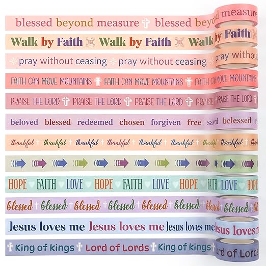 24 Rolls Back to School Christian Washi Tape Gifts Bulk Graduation VBS Religious Scripture Pastel Bible Verse Washi Tape for Bible Journaling Crafting Students BibleStudy Stationery