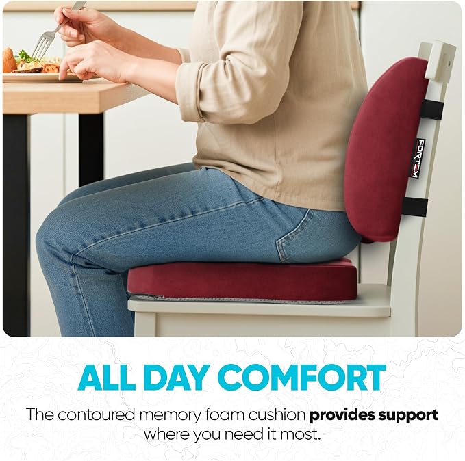 FORTEM Seat Cushion, Office Chair Cushion, Lumbar Support Pillow for Office Chair, Memory Foam Car Seat Cushions, Sciatica Coccyx Tailbone Pain Relief, Cushions for Back Support, Washable, Non Slip XL