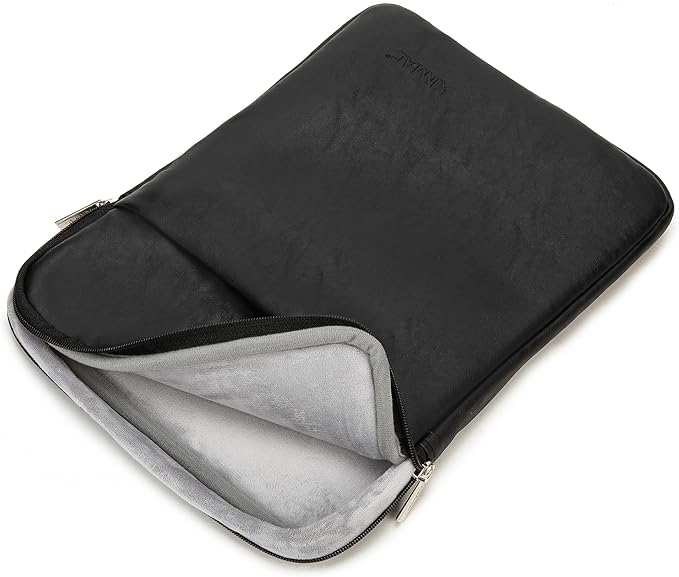 Kinmac 360° Protective Vertical Laptop Sleeve Case Cover Bag (Black PU, 12.5 inch-13.3 inch)