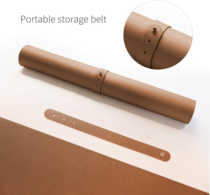 RENMTURE Dual-Sided Desk Pad, Natural Cork & PU Leather Large Mouse mats for Office and Home Work, Desk Protector Non-Slip, Waterproof, Easy Clean (Brown, 36"x17")