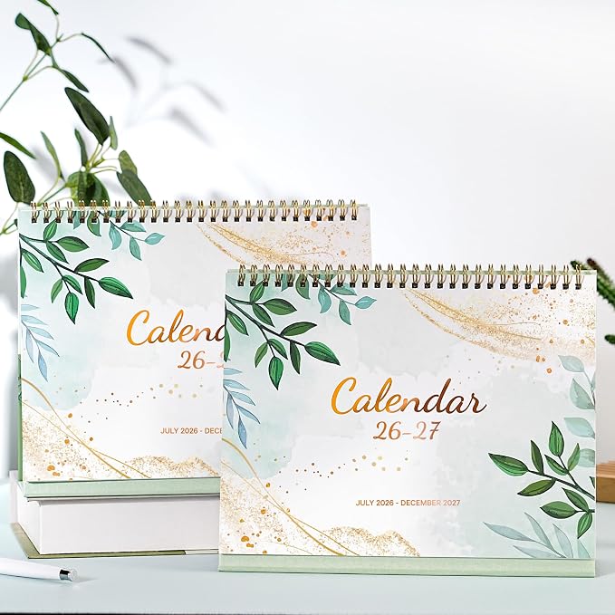 Desk Calendar 2026-2027, Jul. 2026 to Dec. 2027, Standing Flip Desktop Calendars 2026-2027, 10" x 8.3", Small Desk Calendar with Thick Paper, 2027 Calendars with Strong Twin-Wire
