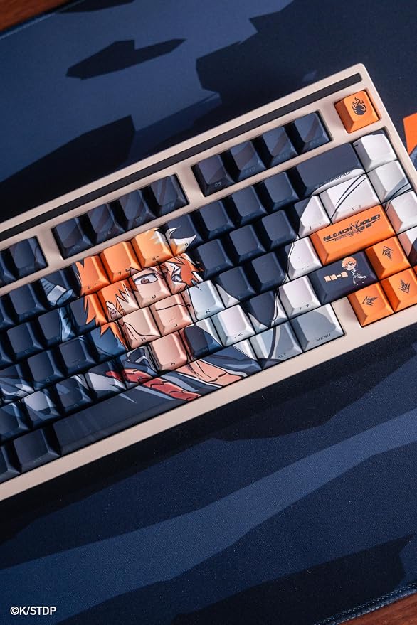 Team Liquid Bleach Ichigo Kurosaki Full Art keycap Set PBT Dye Sub Keycaps for Mechanical Gaming Keyboards, Cherry MX Switches, Custom Side Print, ANSI ISO Support, US Layout - Officially Licensed