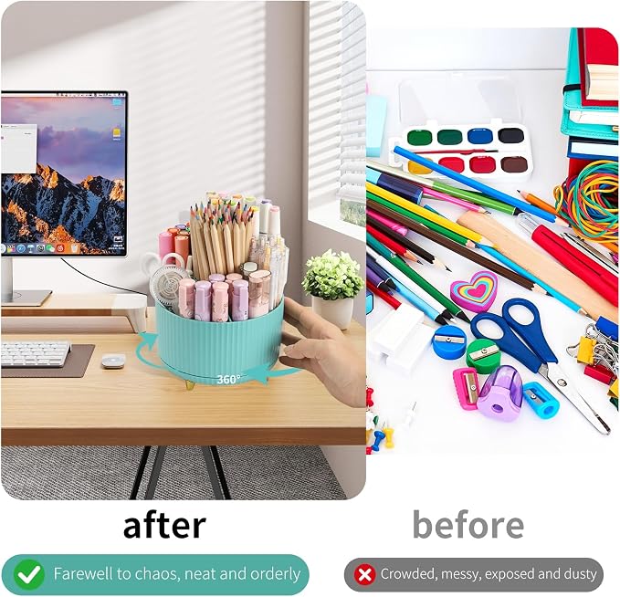 Camelmother 360°Rotating Pen&Pencil Holder For Desk With 5Slots Cute Office | Spacious Beautiful & Durable For Teachers Students Workers Easy Storage for Pens Stationery