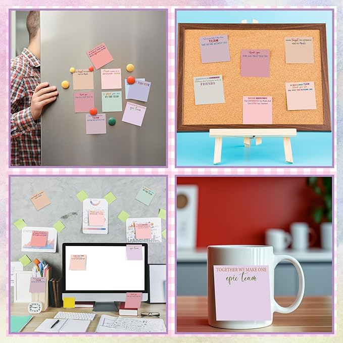 Yinder 24 Pcs Inspirational Sticky Notes Thank You Gift Motivational Sticky Note Pad Employee Appreciation Gift Bulk for Staff Coworker Teacher Nurse Office Groups 3 x 3'' (Team,Aesthetics)