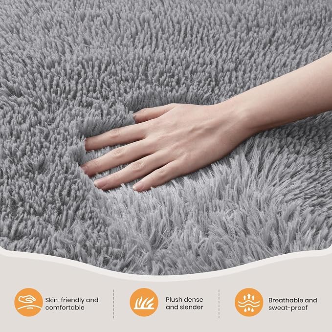 Zentavio 8x10 Area Rugs for Living Room Clearance Grey Rugs for Bedroom Large Big Carpet Fluffy Furry Soft Shag Aesthetic Plush High Pile Gray Rug for Nursery Kids Room Dorm