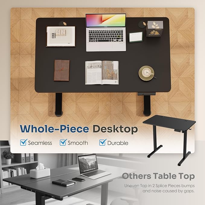 Monomi Small Electric Standing Desk, 35" x 20" Whole Piece Height Adjustable with Memory Controller, Sit to Stand Desk Workstation for Home Office, Black