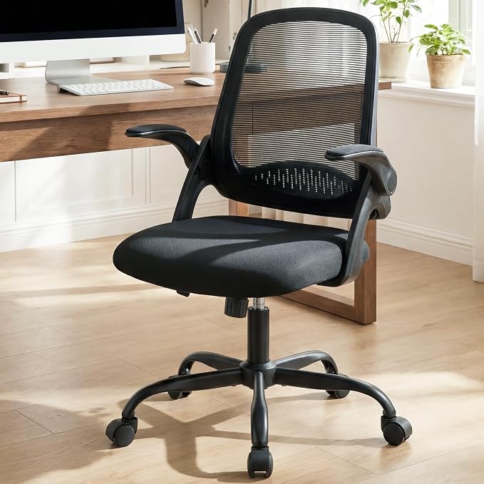 NEO CHAIR Office Chair Gaming Desk Computer Mesh Ergonomic Chair with Flip-up Arms Comfy Lumbar Support Adjustable Height Rolling Wheels Chair for Home Office (Mesh Black)