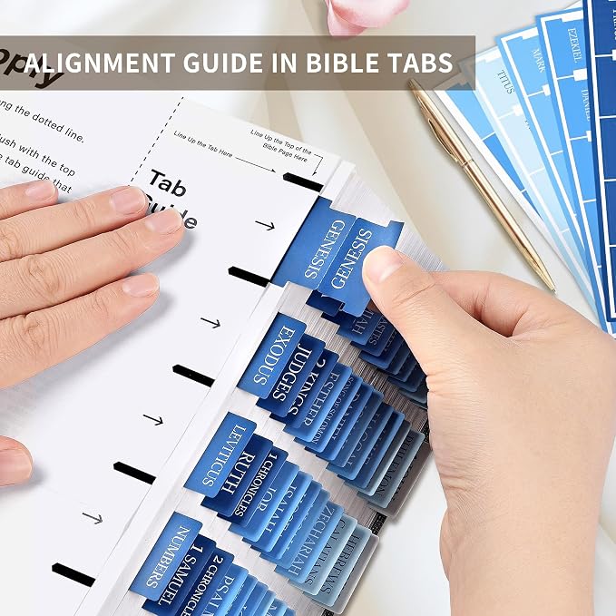 Bible Tabs for Women & Men, Bible Tabs for Study Bible, Large Print Neutral Bible Tabs for Easy Navigation, Bible Index Tabs, 66 Tabs Old & New Testament, Extra 9 Blank Tabs - Ocean Serenity