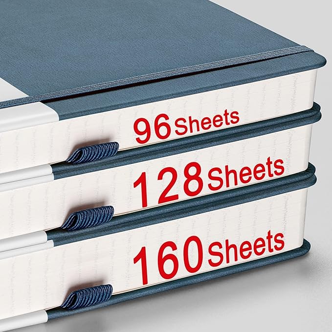 AHGXG Dotted Journal - 320 Numbered Pages Dot Grid Notebook A5 Thick Journal, 100gsm Thick Dotted Paper, Leather Hardcover,Inner Pocket, 5.75'' × 8.38'', Gray Blue