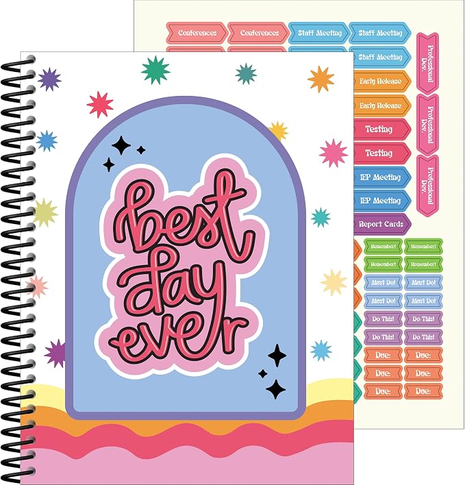 Carson Dellosa Retro Remix Teacher Planner 2026-2027, Undated 8" x 11" Lesson Plan Book With Retro Stickers, Class Schedule, Weekly Calendar, Homeschool & School Supplies, Groovy Classroom Must Haves