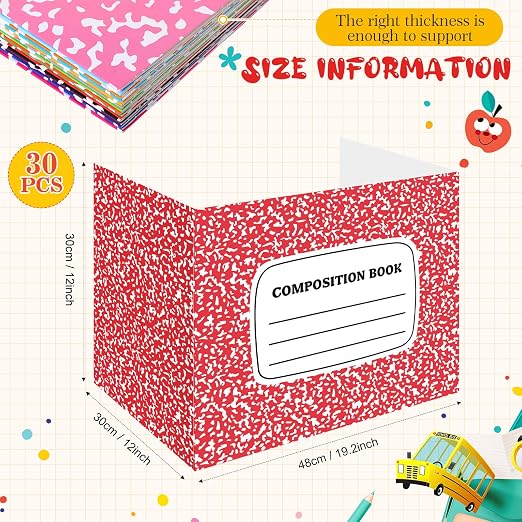 Sherr 30 Pcs School Privacy Boards Bulk for Student Colored Desk Trifold Divider Panels Privacy Partition Folder for School Student Teacher Desk, 15.8 x 13.4 x 11.81 Inch (Rainbow Color,Notebook)
