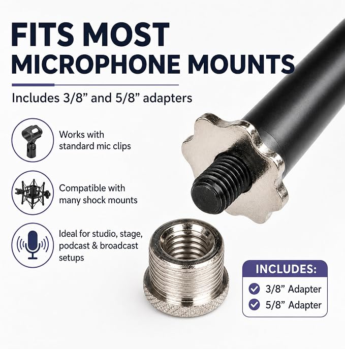 LyxPro SMT-1 Professional Microphone Stand Heavy Duty 93” Studio Overhead Boom Stand 76” Extra Long Telescoping Arm Mount, Foldable Tripod Legs & Adjustable Counterweight | OVERHEAD STUDIO BOOM STAND: Tall 93 inch mic stand with 76 inch boom for drums,...