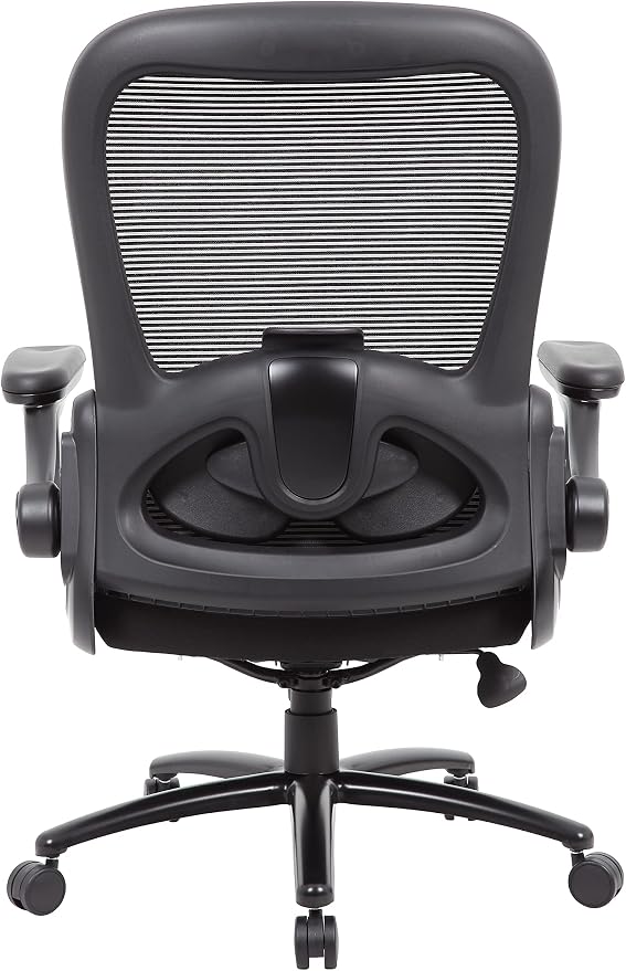 Boss Office Products Heavy Duty Flip Arm Mesh Task Chair 400-lb. Weight Capacity in Black