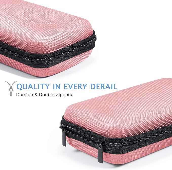 Cell Phone Carrying Case - Portable Hard EVA Charger Case - High Protection Small Zipper Travel Pouch Storage Bag Electronic Organizer for Battery, GPS, Hard Drive, Charging Cable, Cord - Pink