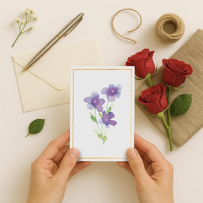 30 Blank Cards and Envelopes Set with Stickers – 4x6 Inches – Thick and Premium Designs