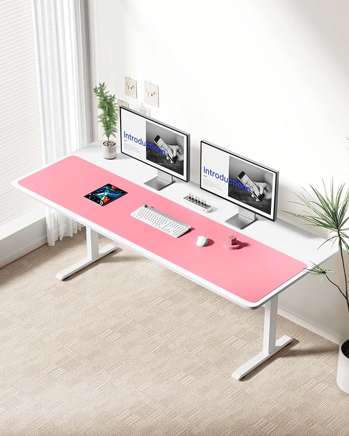 YSAGi Leather Desk Protector, Office Mat, Large Mouse Mat, Non-Slip PU Leather Blotter, Laptop Desk Mat, Waterproof Writing Pad for Office and Home(Pink, 63" x 17.2")