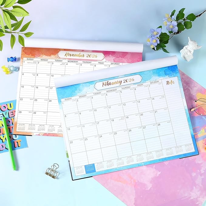 2026 Desk Calendar - JAN 2026 - DEC 2026, 14.6" x 11.4" 2026 Calendar, 12 Months Desk Calendar, Desk Pad, Colorful